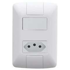 CONJUNTO 4X2 COM 1 INTERRUPTOR SIMPLES 6 A 250 V E 1 TOMADA 2P+T 20 A 250 V BRANCO TRAMONTINA