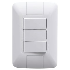 CONJUNTO 4X2 COM 3 INTERRUPTORES SIMPLES ARIA 6 A 250 V BRANCO TRAMONTINA