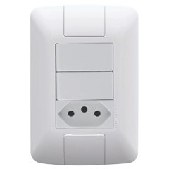 CONJUNTO 4X2 COM 2 INTERRUPTORES SIMPLES 6 A 250 V E 1 TOMADA 2P+T 20 A 250 V  ARIA BRANCO TRAMONTINA