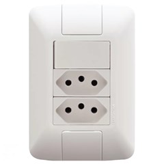 CONJUNTO 4X2 COM 1 INTERRUPTOR SIMPLES 6 A 250 V E 2 TOMADAS 2P+T 10 A 250 V TRAMONTINA