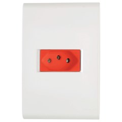 CONJUNTO 4X2 COM 1 TOMADA 2P+T LIZ 20 A 250 V BRANCO E VERMELHO TRAMONTINA