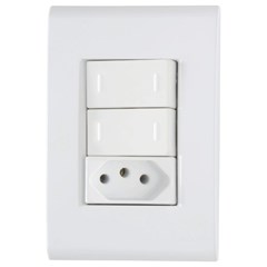 CONJUNTO 4X2 COM 2 INTERRUPTORES PARALELOS 10 A 250 V E 1 TOMADA 2P+T 10 A 250 V LIZ BRANCO TRAMONTINA