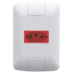CONJUNTO 4X2 COM 1 TOMADA 2P+T ARIA 20 A 250 V BRANCO E VERMELHO TRAMONTINA
