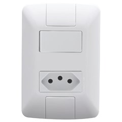 CONJUNTO 4X2 COM 1 INTERRUPTOR PARALELO 6 A 250 V E 1 TOMADA 2P+T 20 A 250 V BRANCO TRAMONTINA