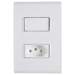 CONJUNTO 4X2 COM 1 INTERRUPTOR SIMPLES 10A 250V E 1 TOMADA 2P+T 20A 250V TRAMONTINA