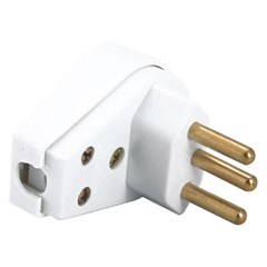 PLUGUE ANGULAR 2P+T 10A/250V BRANCO TRAMONTINA