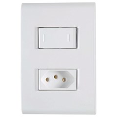 CONJUNTO 4X2 COM 1 INTERRUPTOR PARALELO 10 A 250 V E 1 TOMADA 2P+T 10 A 250 V LIZ BRANCO TRAMONTINA