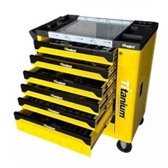 CARRO COM FERRAMENTAS 258 PECAS 7 GAVETAS AMARELO 7631 TITANIUM