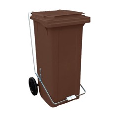 LIXEIRA 120L COM RODAS E PEDAL MARROM