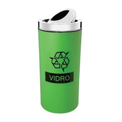 LIXEIRA PP TAMPA BASCULANTE INOX 9L BRINOX VERDE