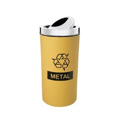 LIXEIRA PP TAMPA BASCULANTE INOX 9L BRINOX AMARELA