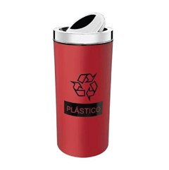 LIXEIRA PP TAMPA BASCULANTE INOX 9L BRINOX VERMELHA