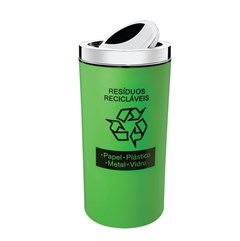 LIXEIRA PP TAMPA BASCULANTE INOX 9L BRINOX VERDE